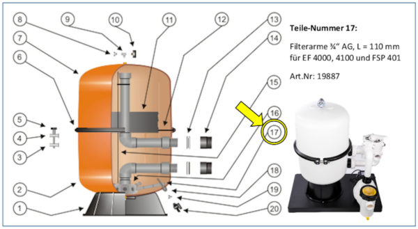 #17 Filterarm für Kessel EF 4000 / 4100 / FSP 401