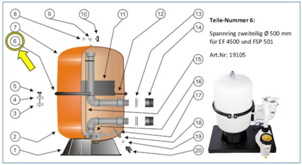 #6 Spannring zweigeteilt für Kessel EF 4500 / FSP 501