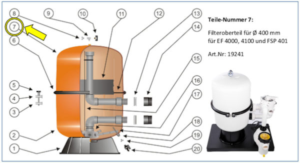 #7 Filteroberteil für Kessel EF 4000 / 4100 / FSP 401