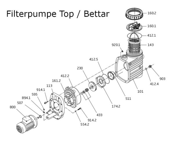 #101 Gehäuse für Filterpumpe Top / Bettar