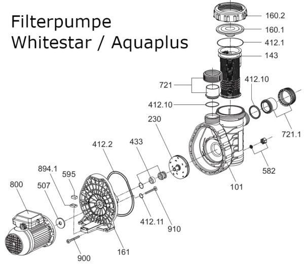 #101 Gehäuse für Filterpumpe Whitestar / Aquaplus